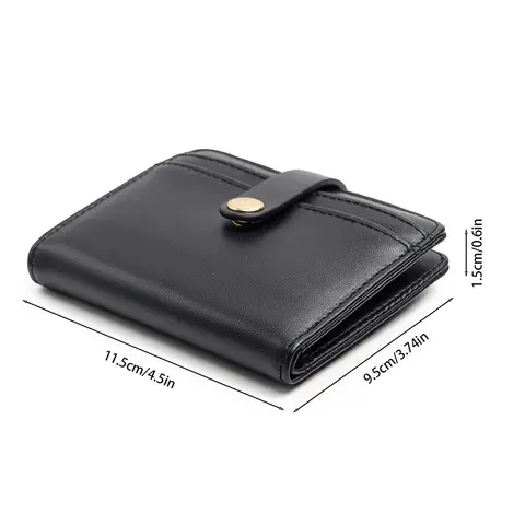 Women Double Fold Zipper Wallet PU Leather Vintage Coin Pocket Ultra-Thin Solid Color Coin Purse Travel Shopping Wallet