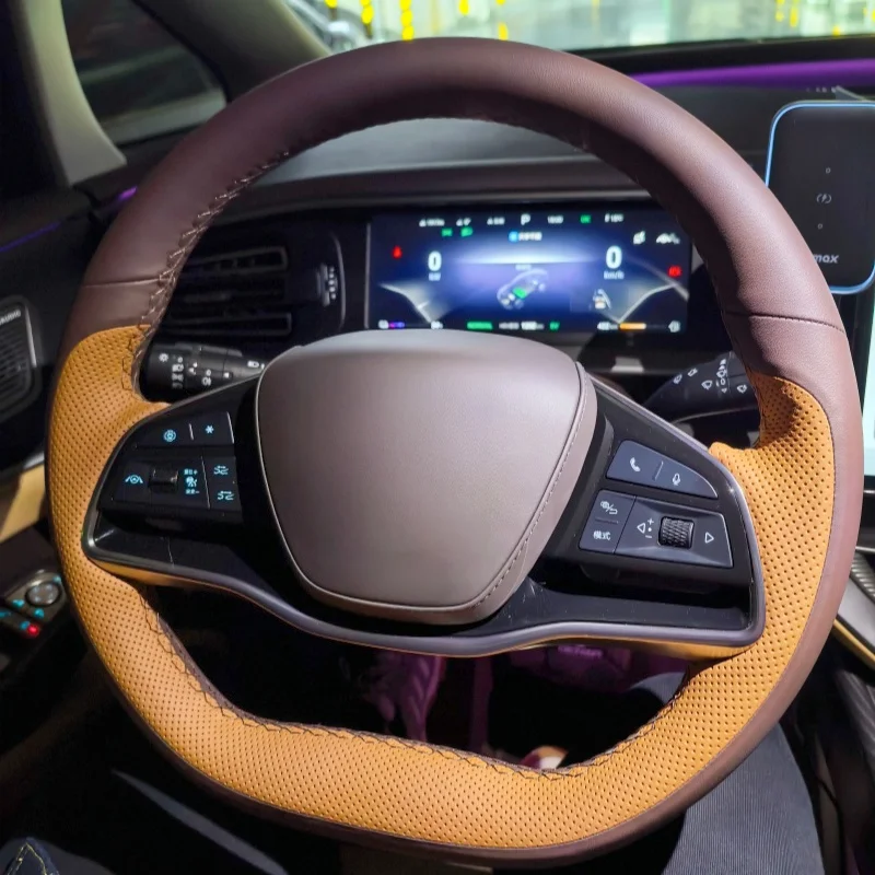 Custom Car Steering Wheel Cover For DENZA D9 N7 N8 Z9GT Microfiber Leather Anti-Slip Steering Wrap Cover Car Accessories