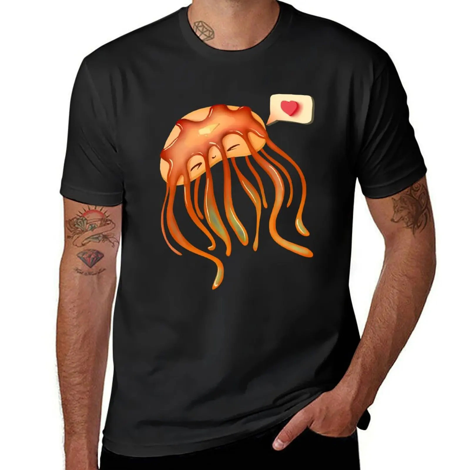 Jellyfish Pancake simple T-Shirt korean fashion summer tops oversizeds customizeds mens big and tall t shirts