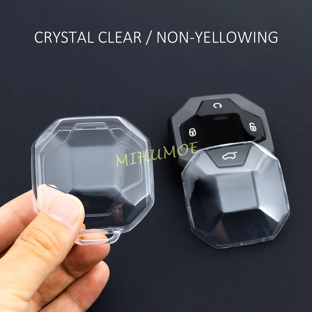 حافظة مفتاح السيارة عن بعد شفافة لـ Jetour T2 2024 2025 بولي يوريثان 4 أزرار غطاء حامي ملحقات أسود/واضح 2 قطعة #5