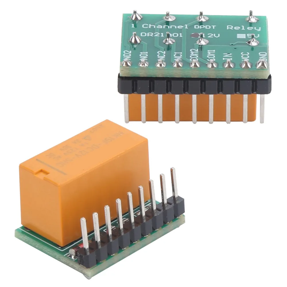 DR21A01 Double‑Pole Double‑Throw Relay Module DPDT Ultra Small DR21A01 Relay Module DC 5V/12V DPDT Relay Module