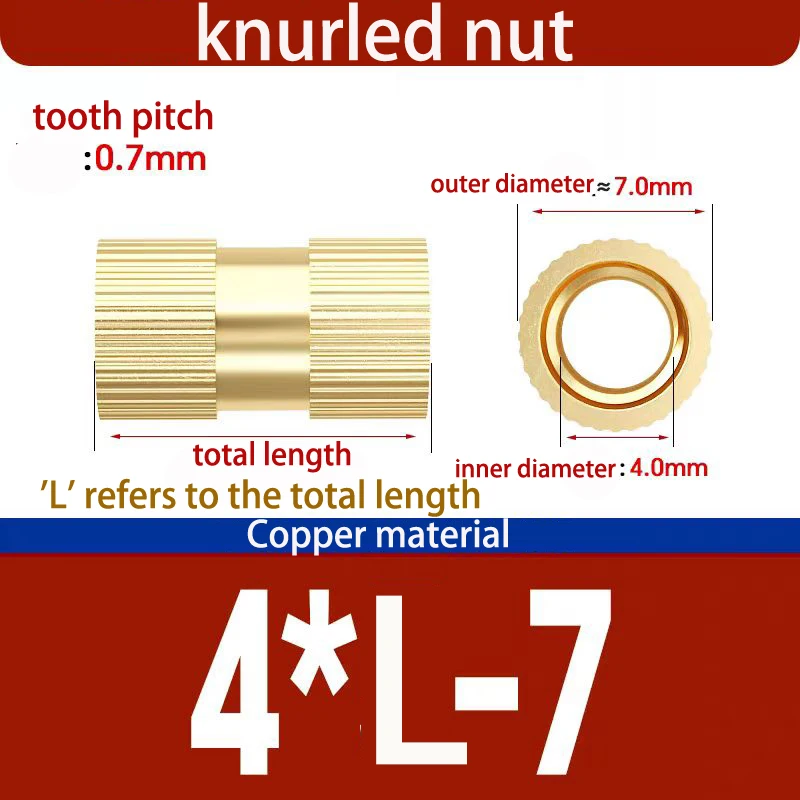Metrische Messing-Gewindeeinsatzmutter, gerändelte Kupfereinsätze, thermisch eingepresstes Befestigungselement für 3D-gedruckte Kunststoffteile – Detail 5