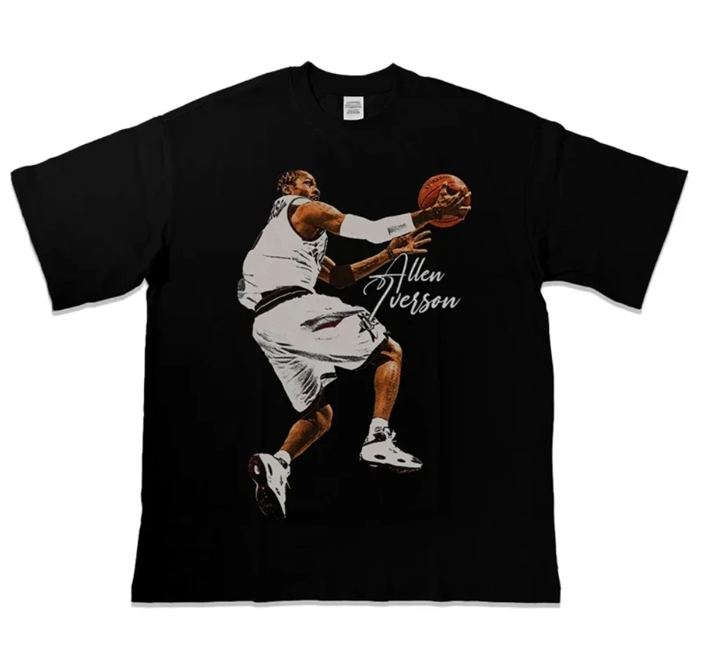 2026 Basketball Star Allen Iverson Printed T-shirt Man Women Cotton T-shirt Men's T-shirts Summer Men's Clothing Tops Streetwear