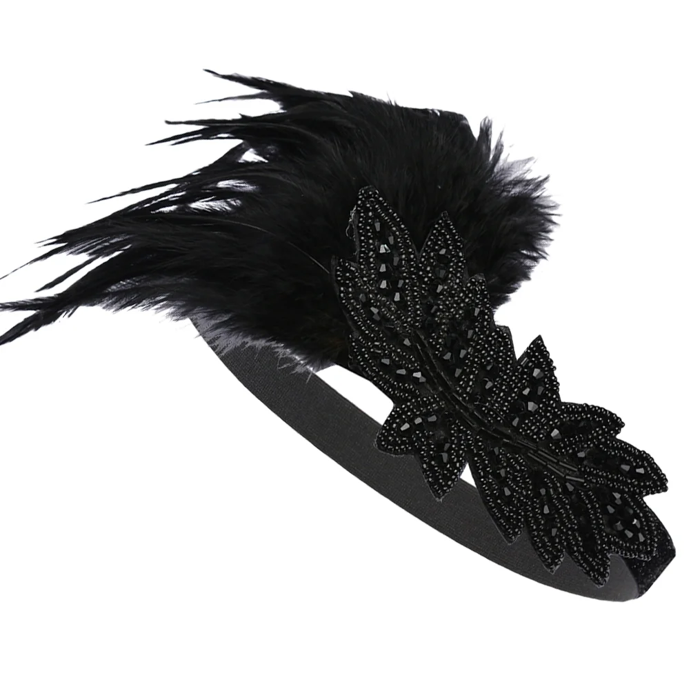 Wedding Feather Headband Party Hair Headwear Bridal Accessories for Women Headgear Forehead Artificial 1920s Headbands Bride