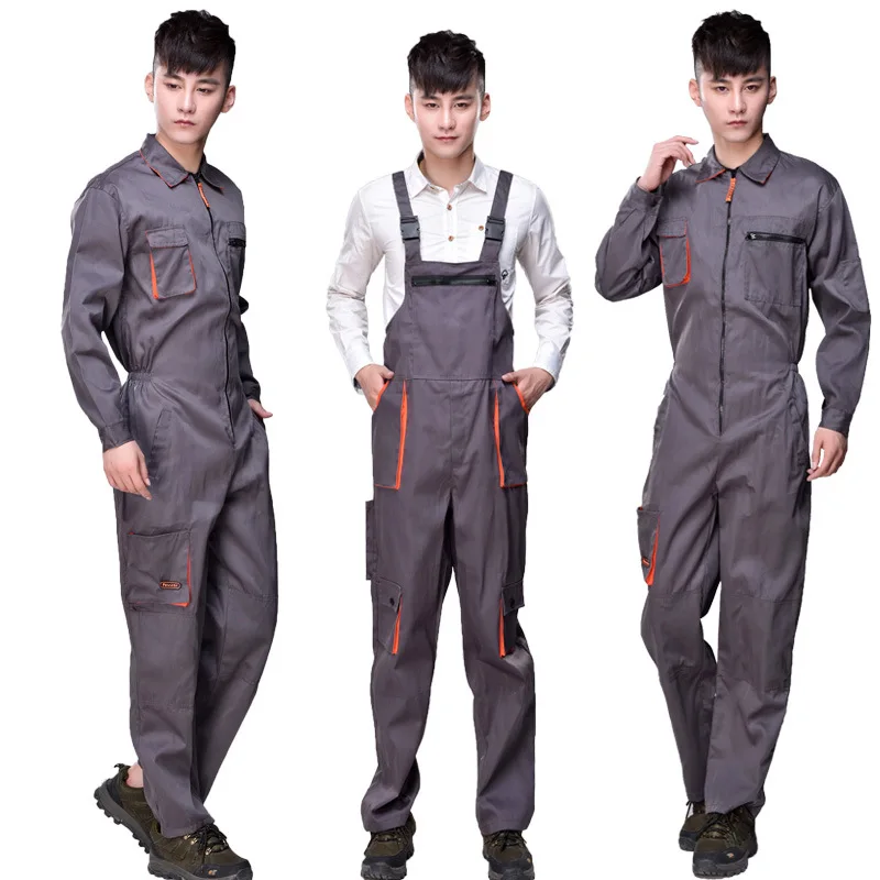 

Korean Sle Multi-ket Workwear Suit ey Overalls Work Pants Auttive Repair Labor Protection Clothing Cotton Blend Fabric
