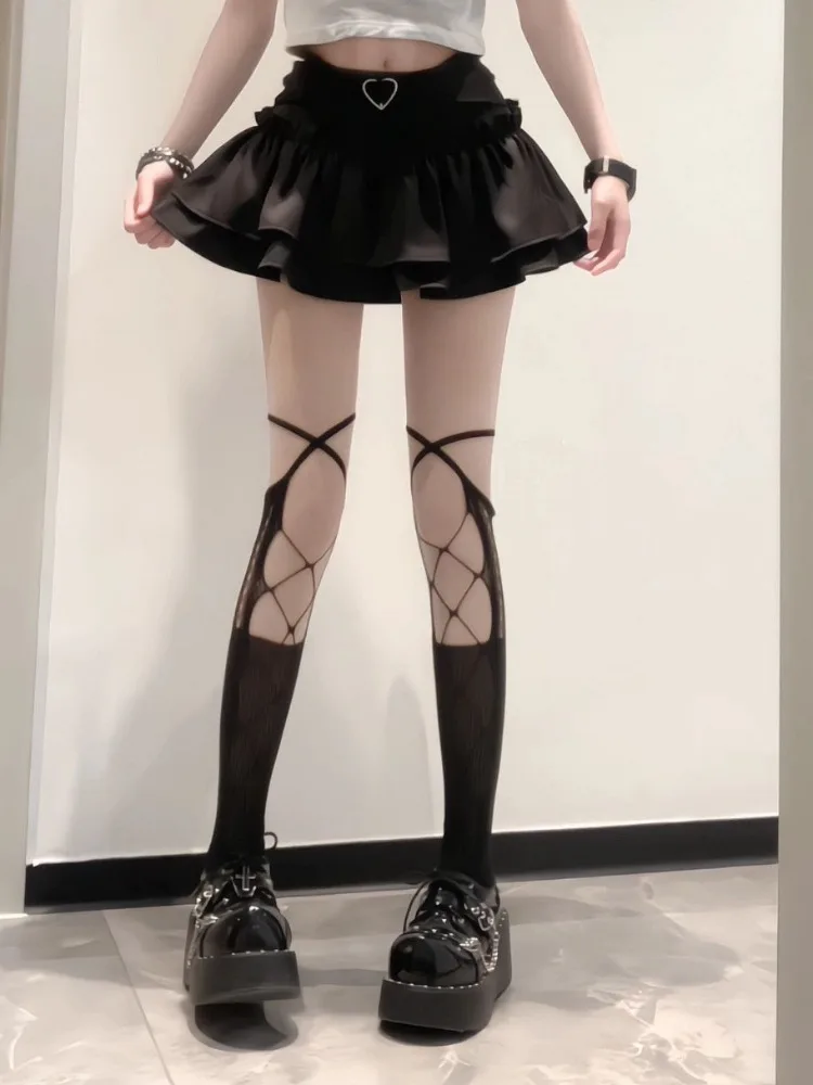 2023 sommer Mini Kuchen Rock Frauen Süße Hohe Taille Schlank Gefaltete A-linie Röcke Japanischen Y2k Solide Alle Spiel Kleidung Neue