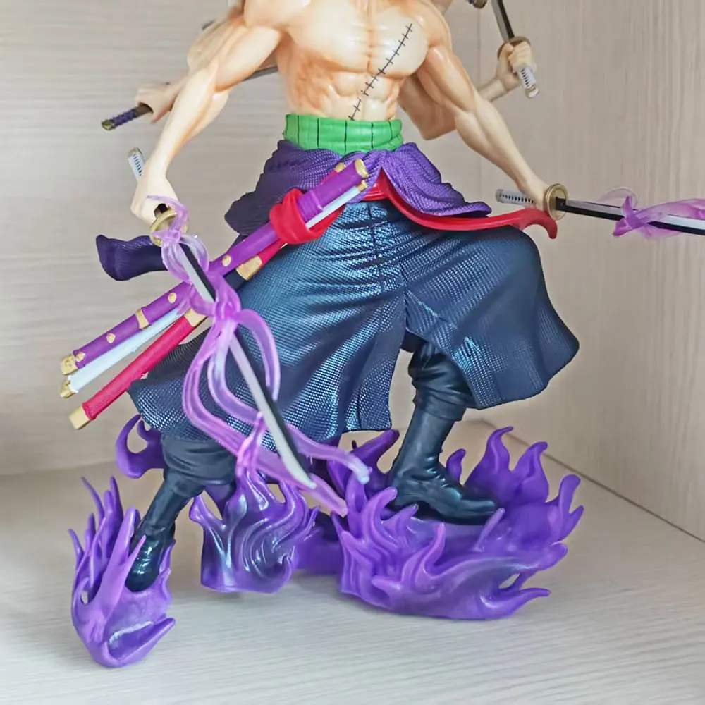 Anime de una pieza, 24 cm, estilo de nueve hojas, Roronoa Zoro, nueve cuchillos, estatua coleccionable, modelo, figura, adornos, regalos