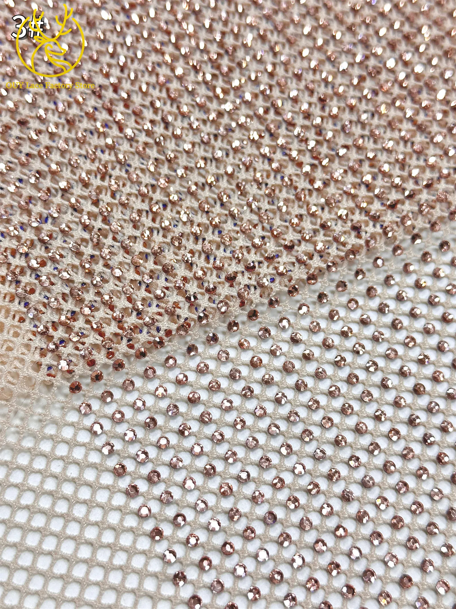 2,5 Yards Hochwertiger Dubai Edelstein-Netzspitzenstoff Hochqualitative Afrikanische Spitze Nigerianischer Steinspitzenstoff für Damen-Abendkleider – Detail 12