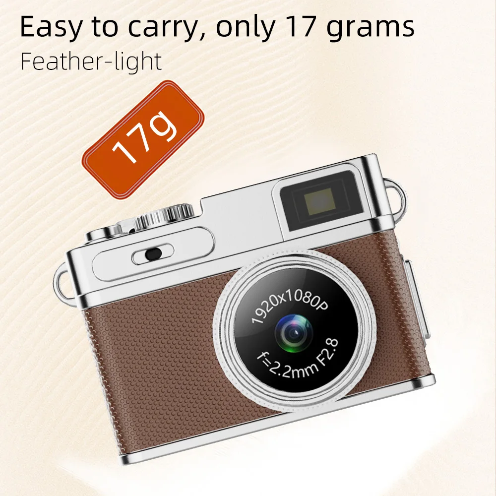 Thumb Keychain Camera 1080P Video Recorder LED Fill Light 0.96-inch IPS Screen Portable Retro CCD Mini Digital Camera