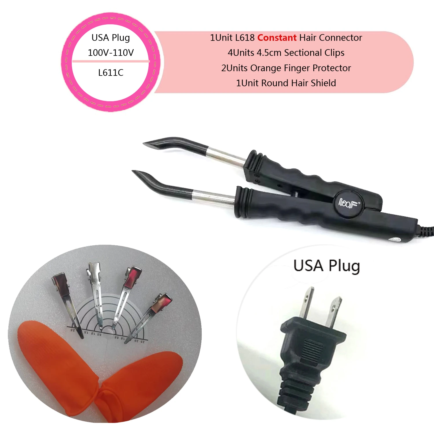 1Pc Constant Hair Connector Hair Extension Tools Hair Extension Bonding Tool Professional Flat Shape Fusion iron Hair Extension image 5