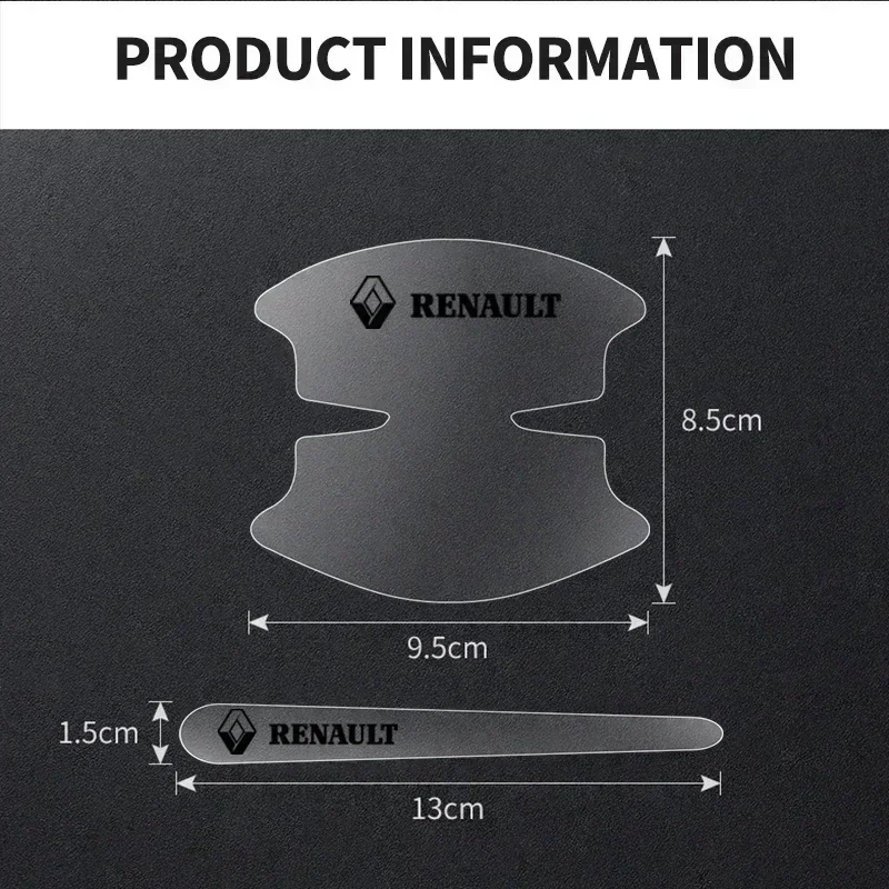 8pcs Transparent Car Door Handle Bowl Stickers Anti-scratch Protection for Renault Sport Duster Megane 2 3 Auto Accessories