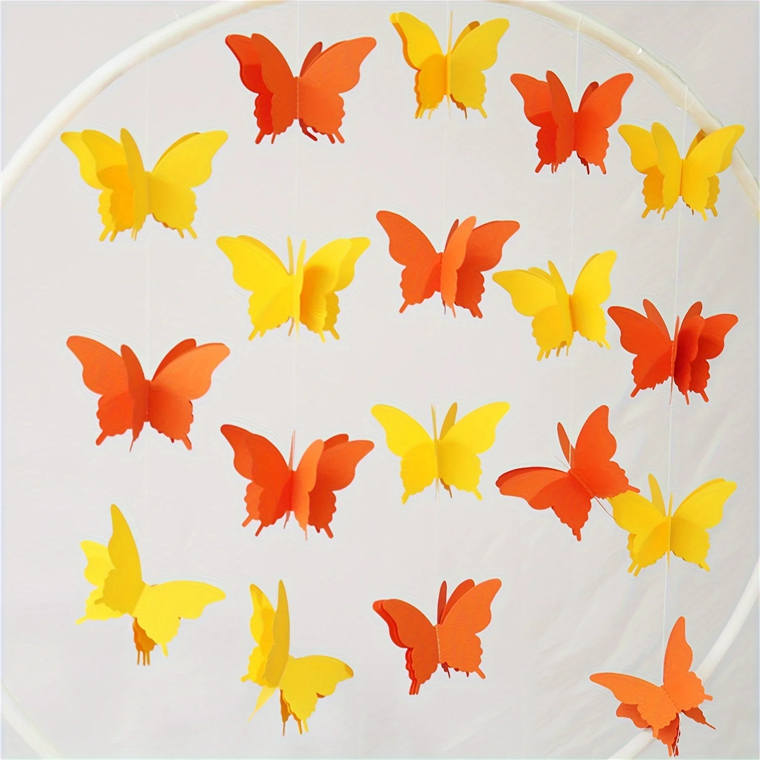 3D Butterfly Paper Garland Banner - Colorful Hanging Decorations for Wedding, Birthday, Ceiling, Outdoor Garden Party - Red