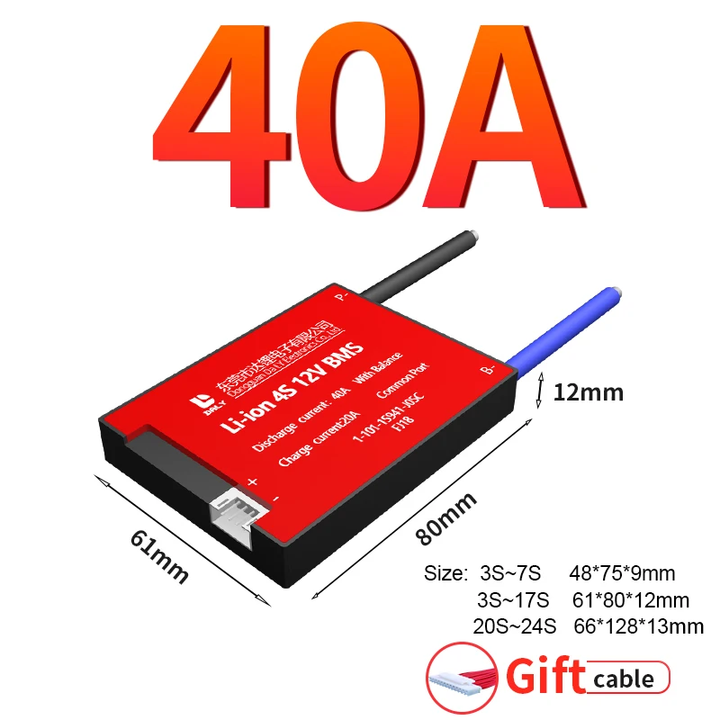 DALY 3S 12V Li-ion BMS 3S 11.1V 15A 20A 30A 40A 50A 60A 80A 100A