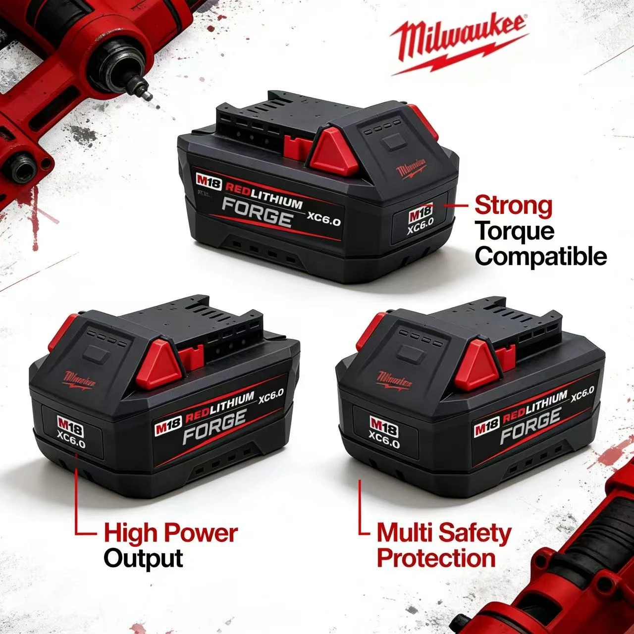 

100% Milwaukee M18 REDLITHIUM FORGE XC6.0 Battery Pack – Lithium Ion XC, 18V, 48-11-1861 for M18 Series Cordless Power Tools
