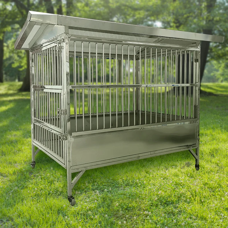 Outdoor stainless steel dog cage, universal side door in all seasons, large dog cage, outdoor thickened sun protection