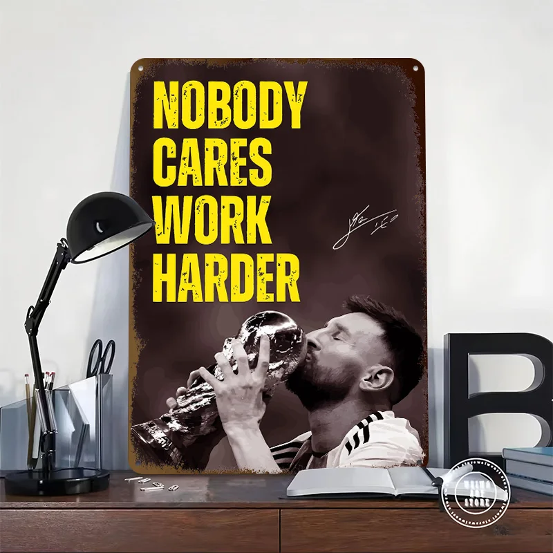 Messi: Nobody Cares Decoration Bedroom Decorations Bar Accessories Vintage Metal Plate Bathroom Decor Wall Art of Murals House