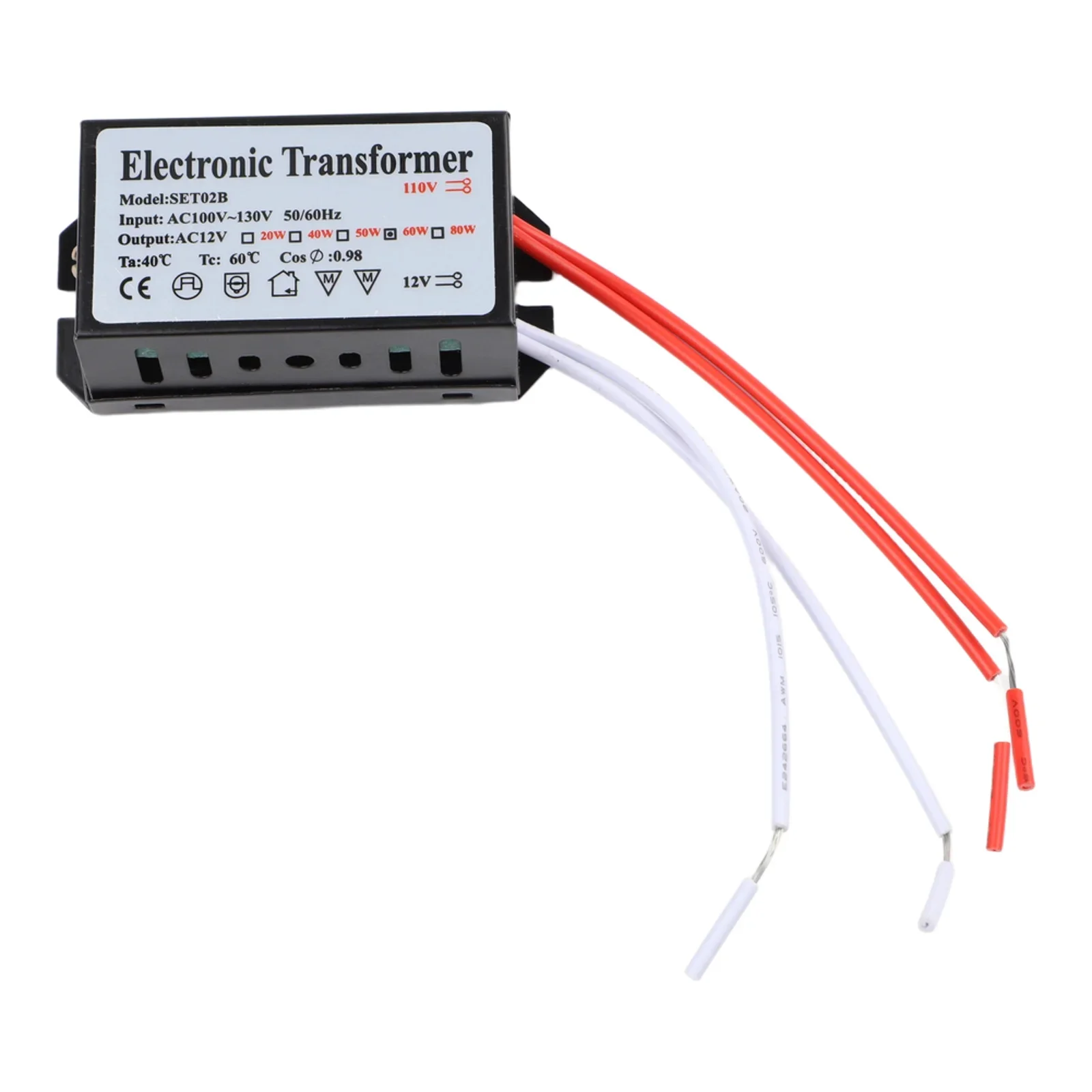 AC110V-130V Input AC12V Output Electronic Transformer SET01B For Halogen Xenon LED Lamp Drivers 60W 120W 160W Selection