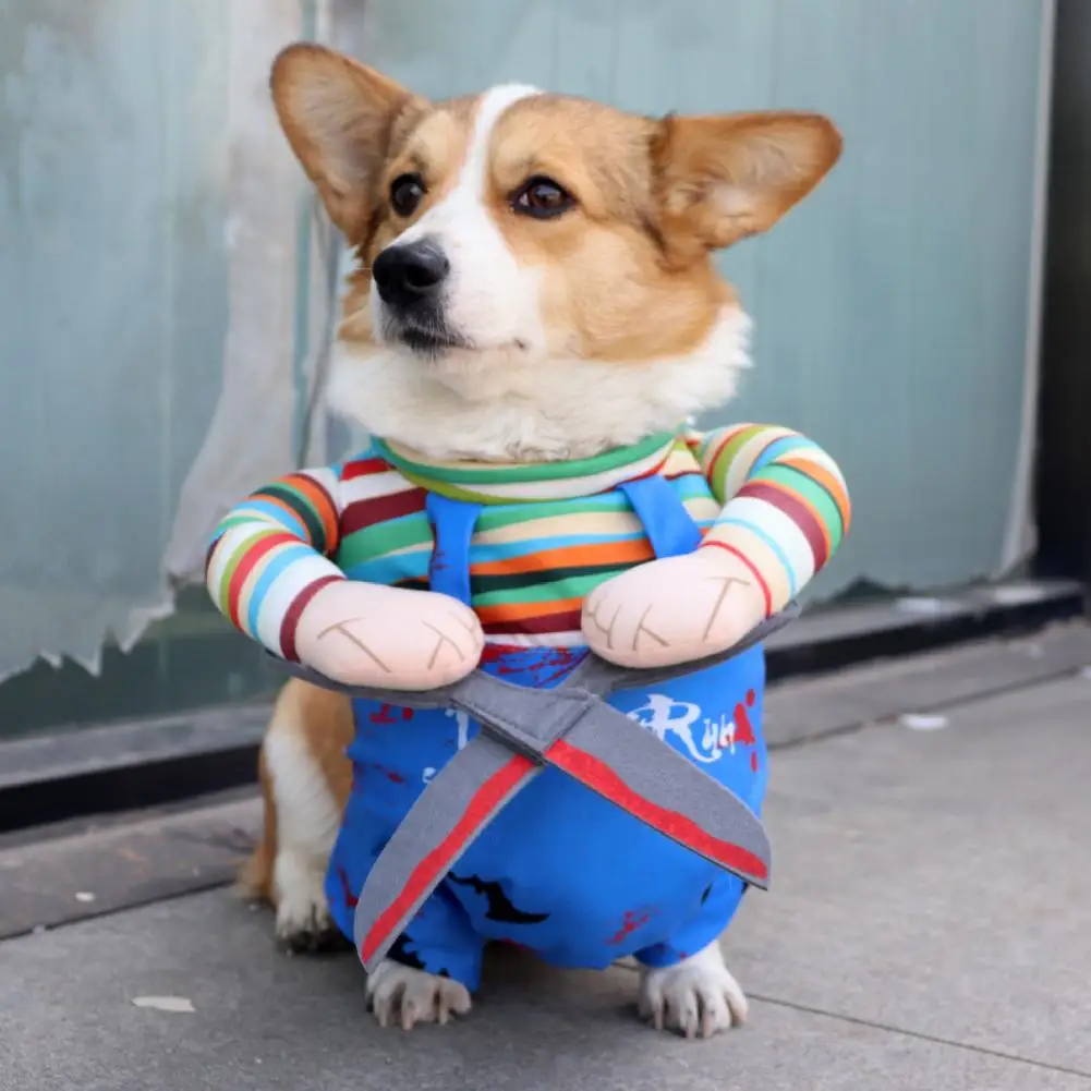 Traje de Mascota de mano de obra fina, disfraz de perro suave y cómodo, divertido, en forma de tijera, muñeca, traje de perro para Halloween para gatos