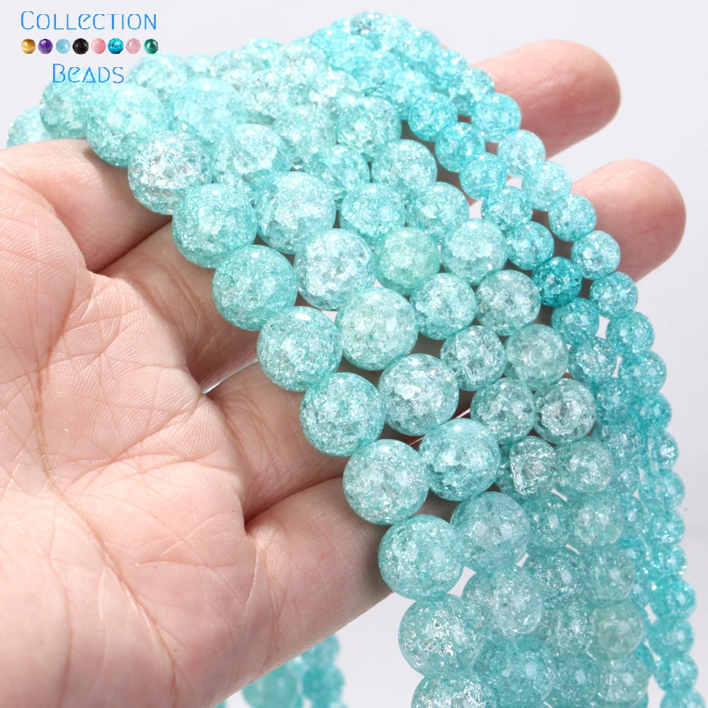 6/8/10mm Natural Stone Colorful Cracked Crystal Loose Beads For Jewelry Making DIY Bracelet Accessories 15