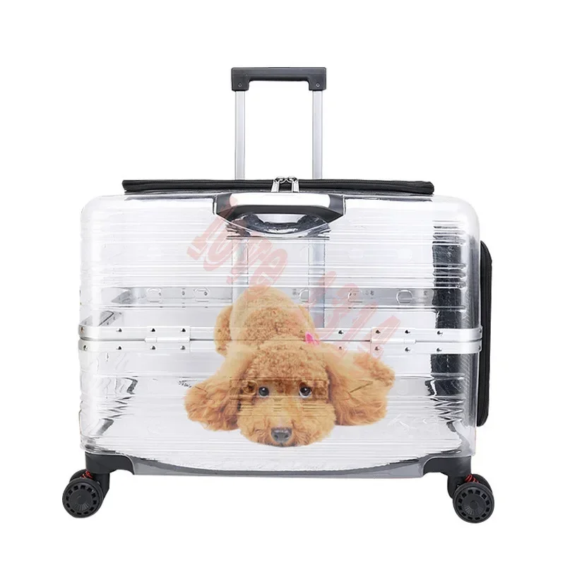 

Going Out Bag Pet Trolley Case Fully Transparent Portable Cat Bag Large Capacity Two Pet Air Cases Large Dog