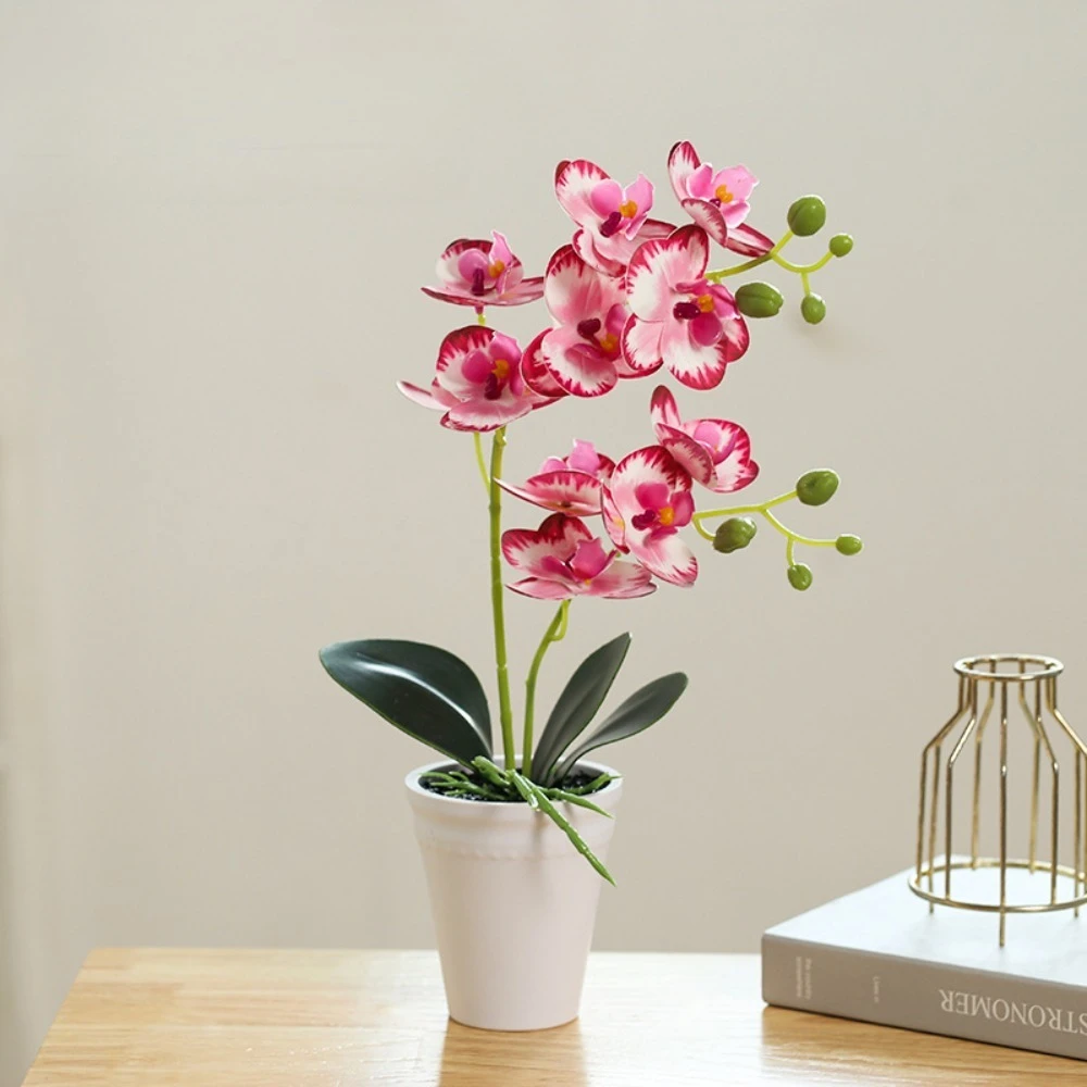 6pcs 3D Printing Film Feels Phalaenopsis Bonsai Artificial Flower Manufacturer Artificial Plant Artificial Potted Plant