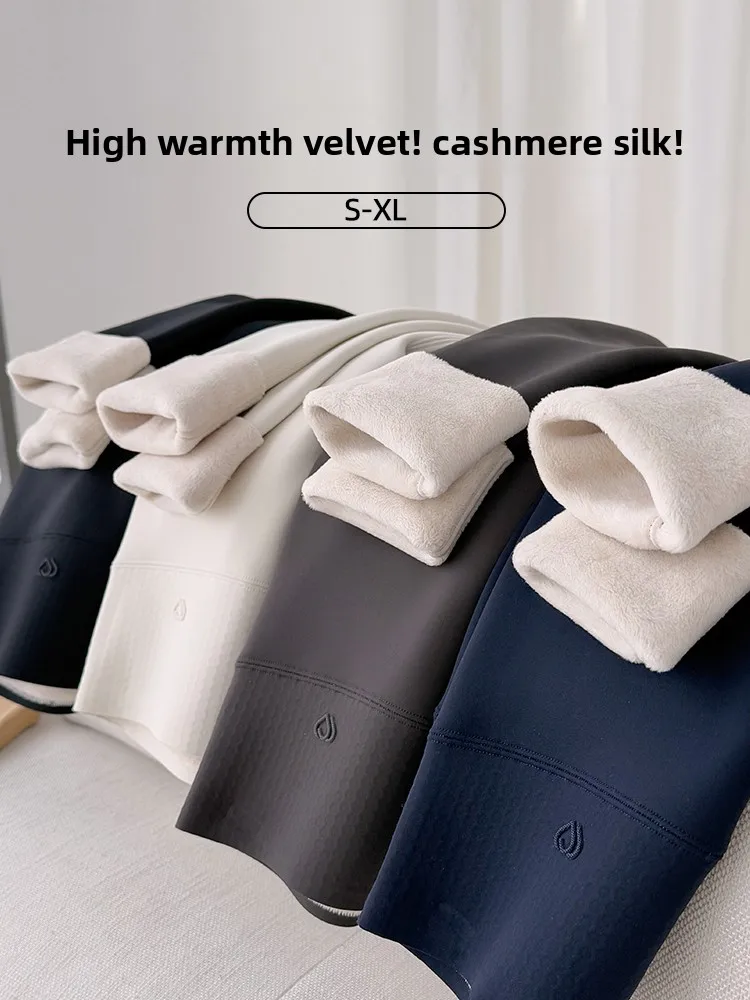 

Матовые брюки из овчины с высокой талией, теплые брюки для йоги, утягивающие длинные брюки с подтяжкой ягодиц на зиму