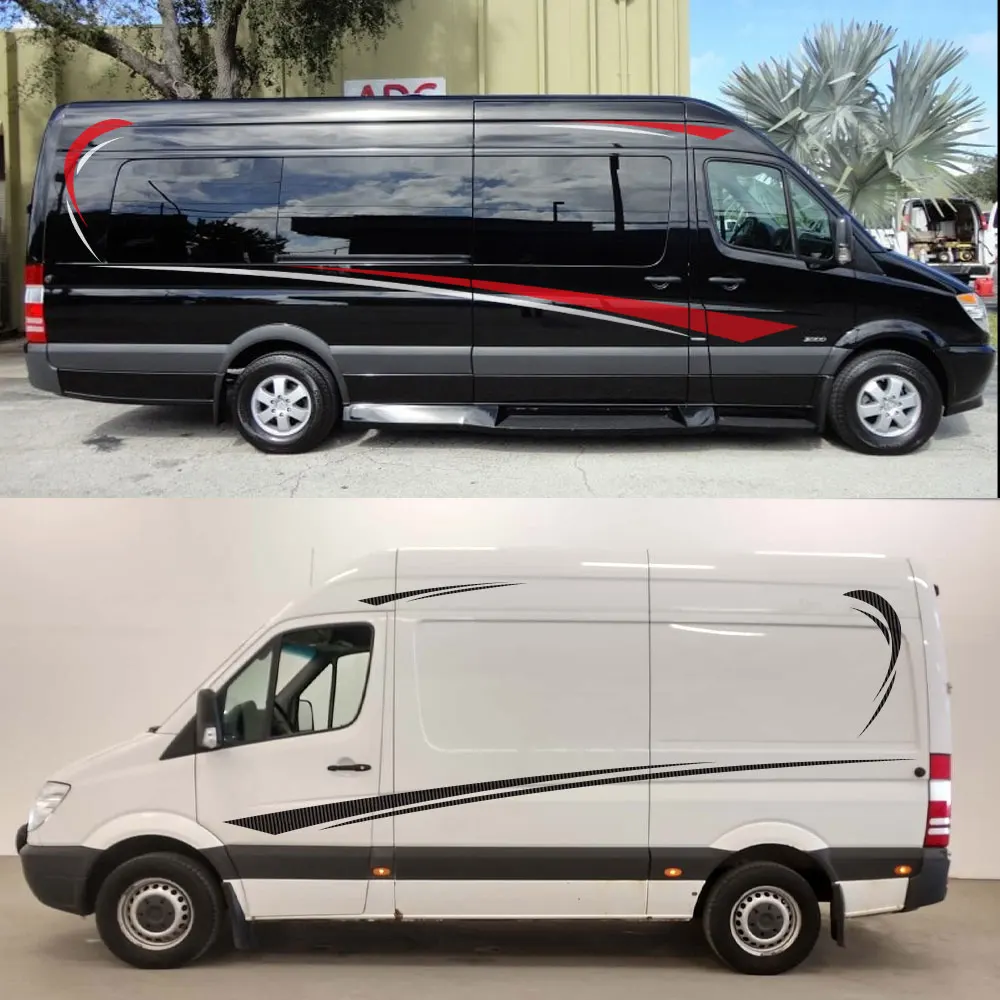 Car Stickers Motorhome Caravan RV Stripes Camper Van Vinyl Decal Auto Tuning Accessories For Mercedes Benz Sprinter W906 515