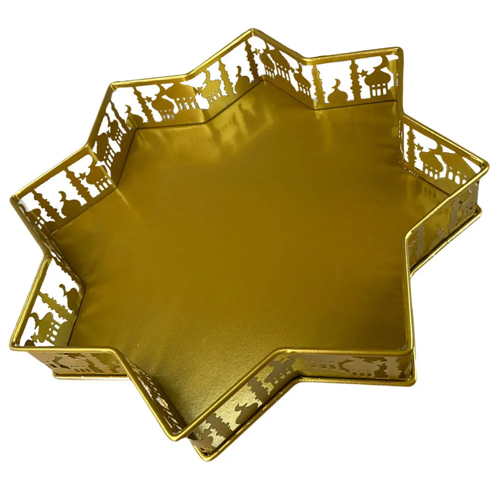 

Tray Cake Stand Decoration Metal Serving Dining Table Fruit Trays Dessert Dried Platter Golden Office