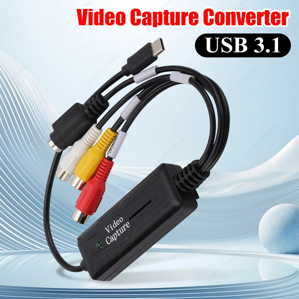 USB 3.1 Audio Video Capture Card Adapter DVD/VCD/MP4 Type-C DVD Audio Capture Adapter Card Audio Capture Adapter Converter