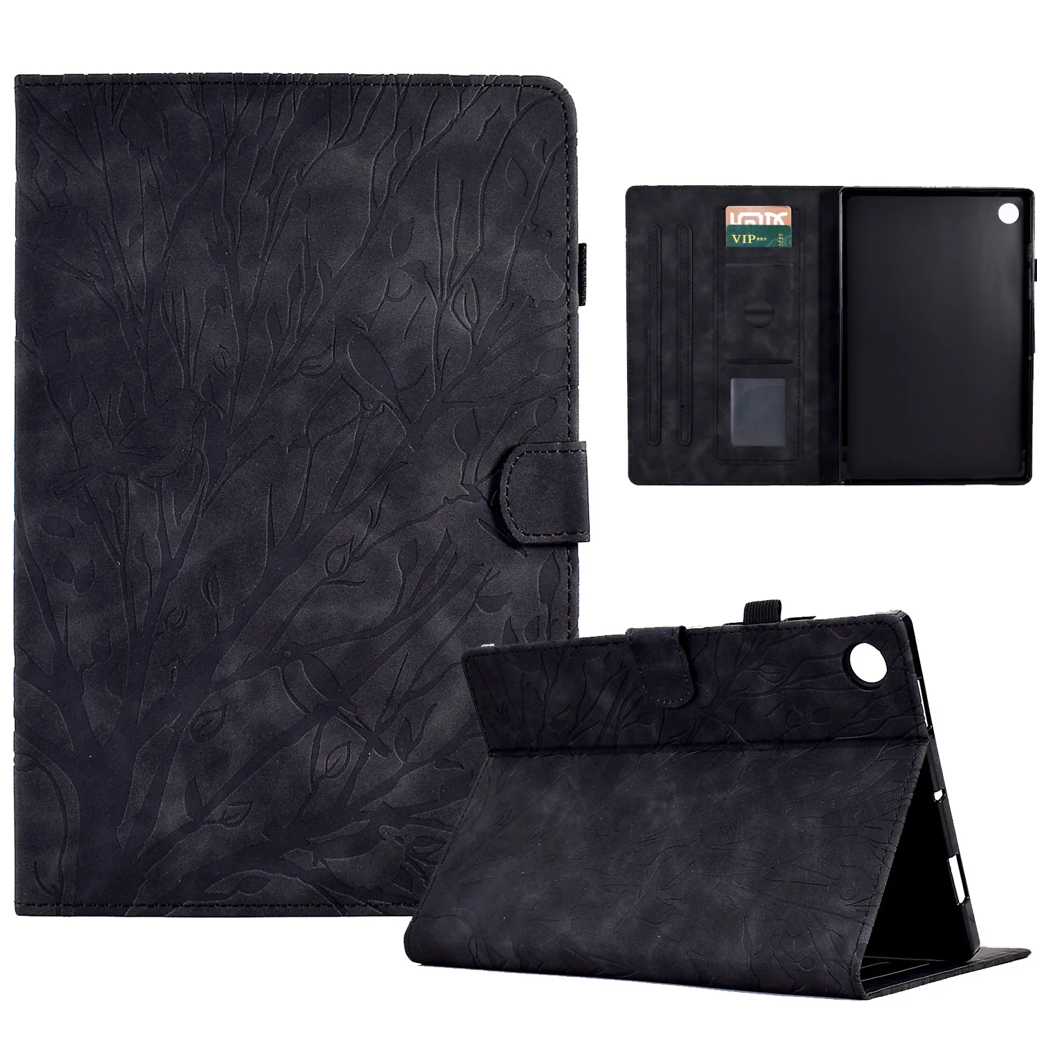 Flip leather Wealth tree embossing Cover For Lenovo Tab M10 Plus 3rd Gen Card slot wallet shockproof Tablet protective cover