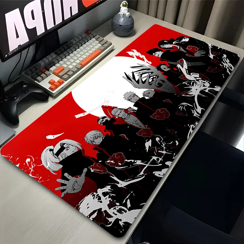 Black And White Cool Mouse Pad XL PC Non Slip A-akatsuki Keyboard Rug Laptop Japan Anime N-narutoS Mousepad Moon Desk Mat Carpet