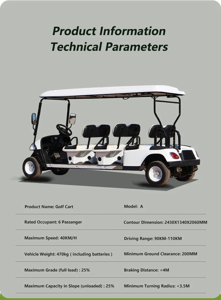 lsv Customizable 6 Seater Electric Steel Golf Cart 48V AC Motor 72V 60km/h Speed White 5KW Remote 48V 60km/h Equipped