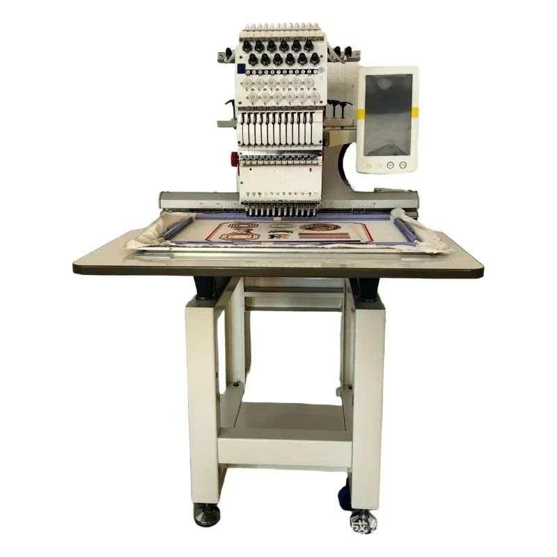 Automatic computerized embroidery machine single head, industrial embroidery equipment clothing hat flat embroidery