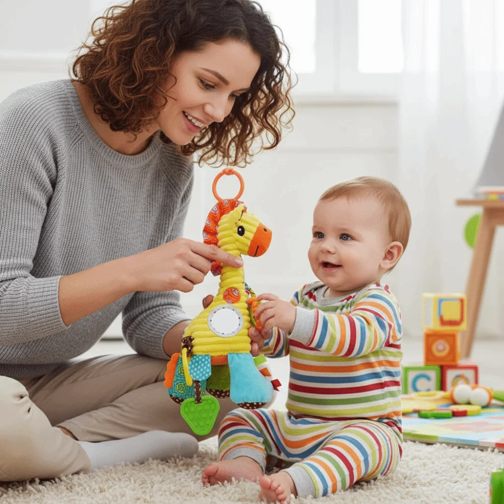 Cute Stuffed Soft Soft Animal Handbells Handle Grip Cute Stuffed Animal Infant Rattles Teether Stroller Mobile Baby Stroller
