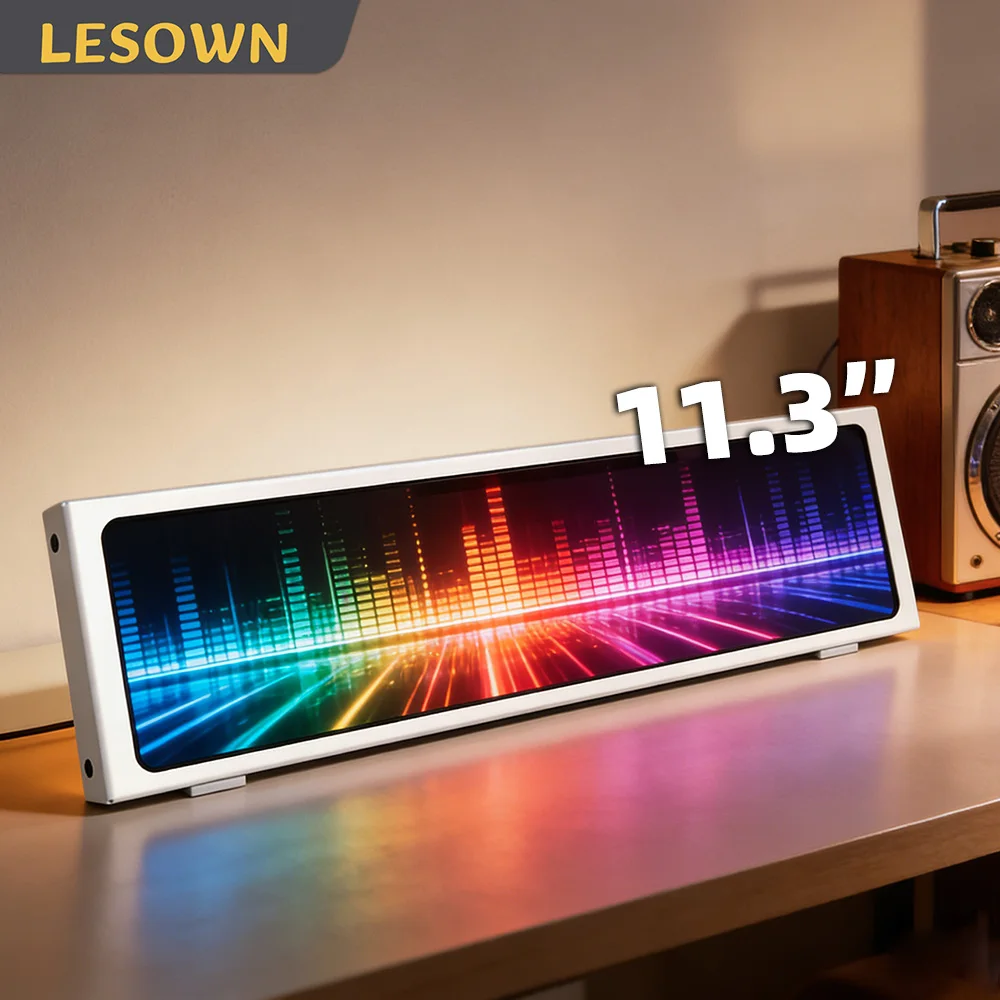 

LESOWN Portable Monitor 11.3'' 440x1920 Stretched Strip Display Travel Friendly External Secondary Monitor for Musical spectrum