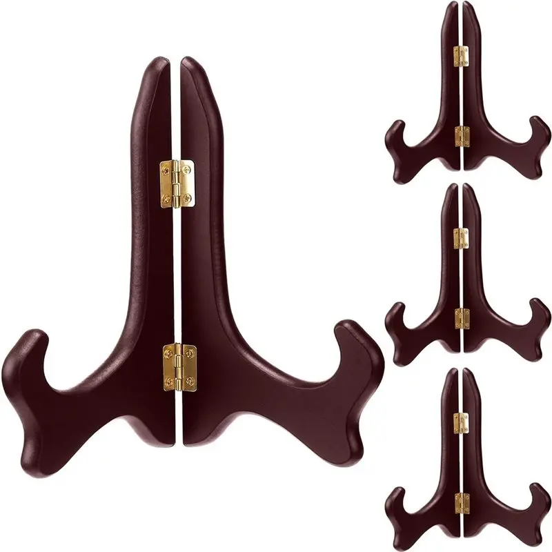 AB66-4Pcs Craft Display Stand 7 Inch Wooden Display Stand Decorative Plate Stands Display Picture Holder Party Display Stand Bas