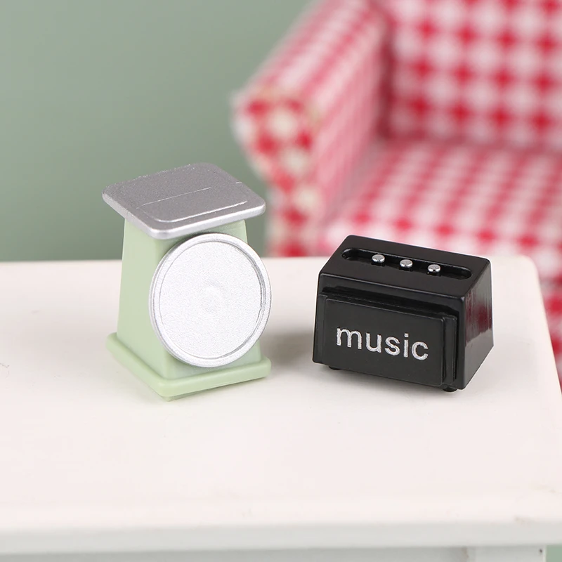 Decoração de loja de supermercado em escala 1/12, casa de bonecas em miniatura, balança de comida, scanner de código de barras, caixa, laptop, modelo, acessórios para casa de boneca