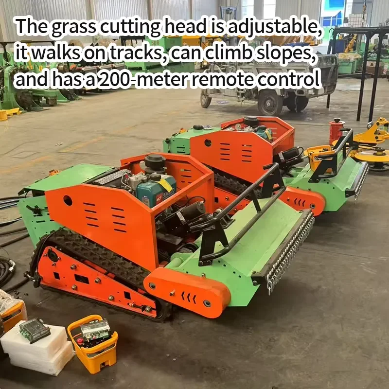PLE Hot Selling Mini Crawler Automatic Lawn Mower Remote Control Flail Mower GPS Robotic RC Slope Grass Cutting