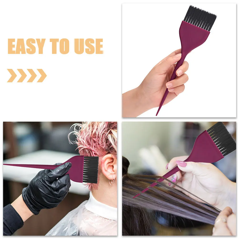 3 قطعة فرشاة صبغ الشعر مجموعة شعيرات النايلون مقبض عدم الانزلاق لصالون المنزل استخدام البنفسجي تلوين الشعر أدوات عدة قضيب دائم #4