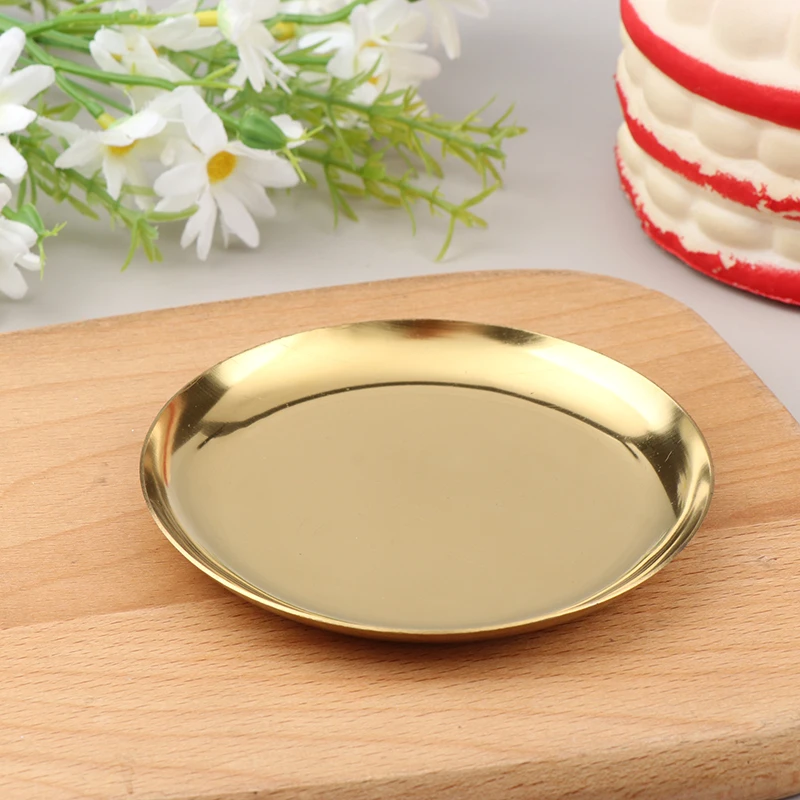 Bandeja de joyería de acero inoxidable de estilo lujoso ligero, placa de almacenamiento de Metal, organizador de cosméticos para dormitorio, decoración de tocador para baratijas