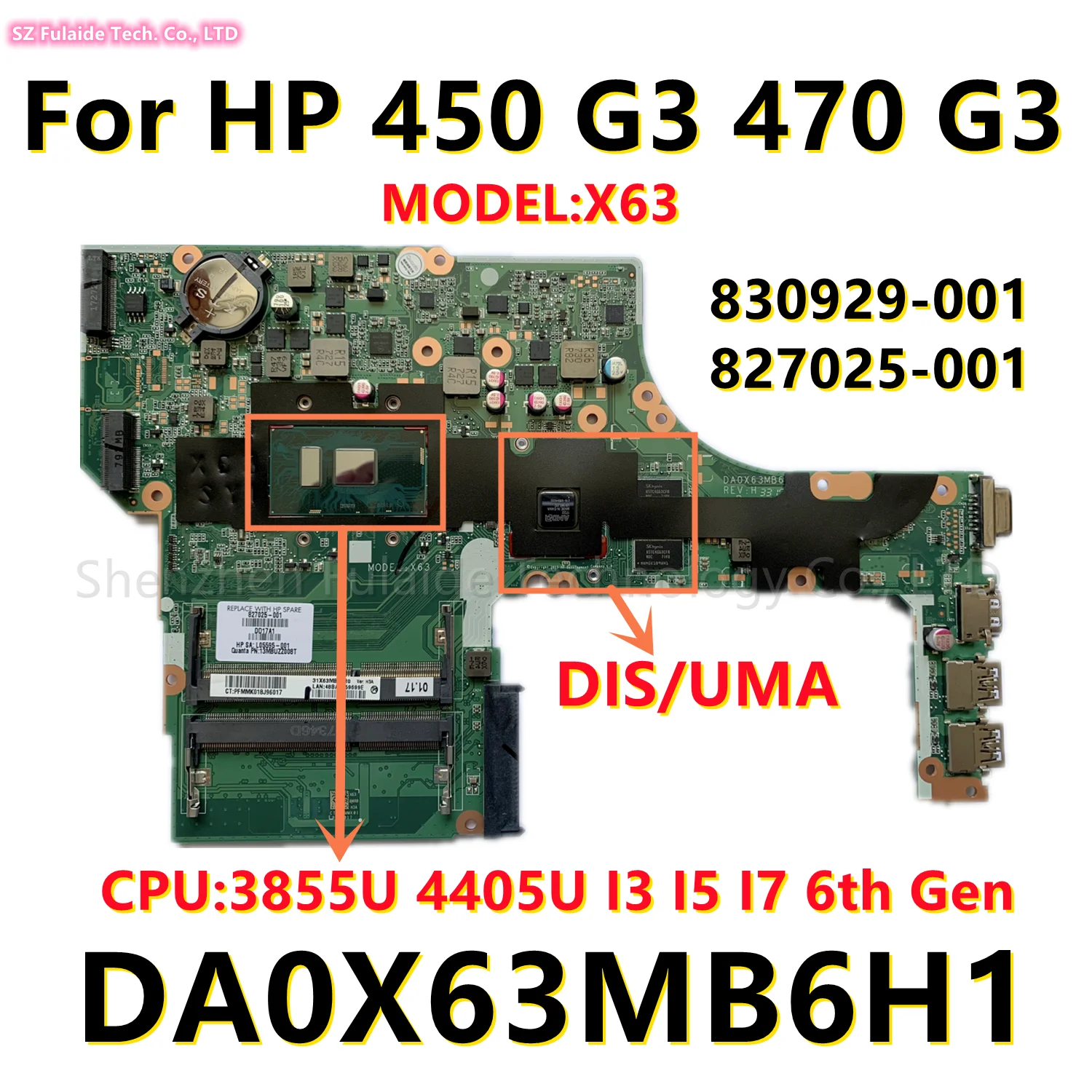 830929-001 827025-001สำหรับ HP 450 G3 470 G3แล็ปท็อปเมนบอร์ด3855U 4405U I3 I5 I7 6th Gen CPU UMA / DIS สัญญาณต่างๆตั้งแต่สัญญาณให้ซื้ออย่างเต็มที่,สัญญาให้ซื้อ,สัญญาณให้ถือครองไว้,DA0X63MB6H1 100% OK