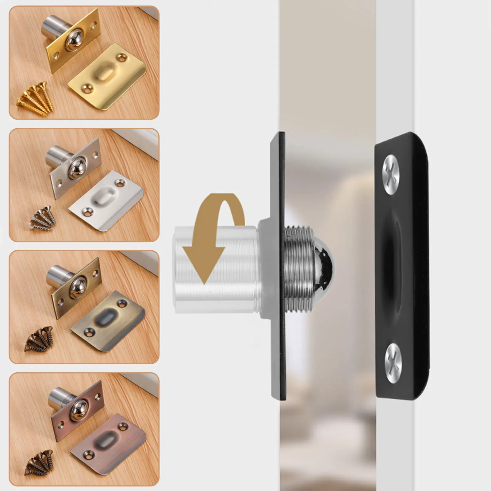 Adjustable Ball Door Catches Beads Lock Roller Ball Catch Spring Latches For Closet Internal Cupboard Bathroom Room Doors