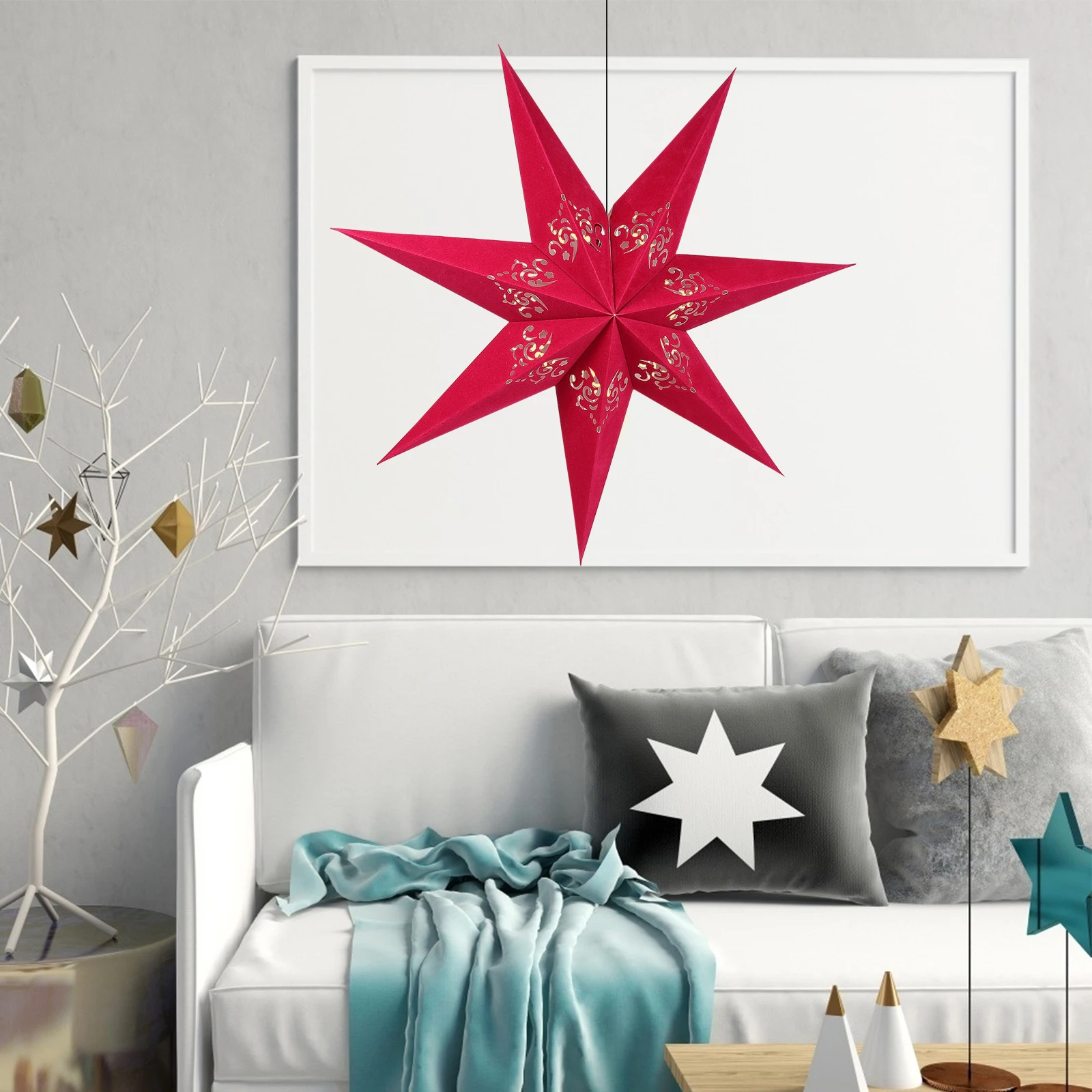 

Christmas Star Paper Lampshade Foldable Chic Light Cover Home Decor Durable Long Lasting Bedroom Study Library Wedding Xmas