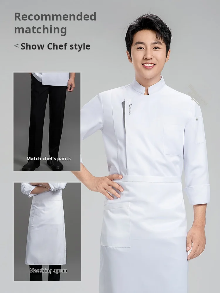 Jaqueta de chef masculina manga longa uniforme de cozinha profissional restaurante hotel workwear outono inverno roupas