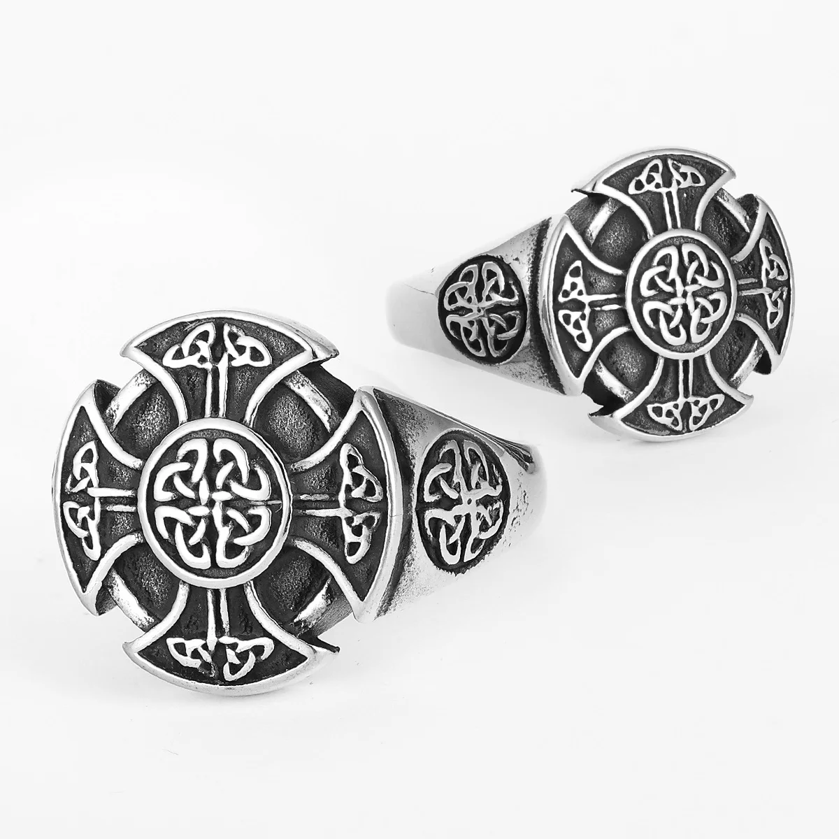 Celtic Knot Viking Cross Men Rings Stainless Steel Jewelry Punk Rock Cool Stuff Fashion Accessories For Women Gift Wholesale