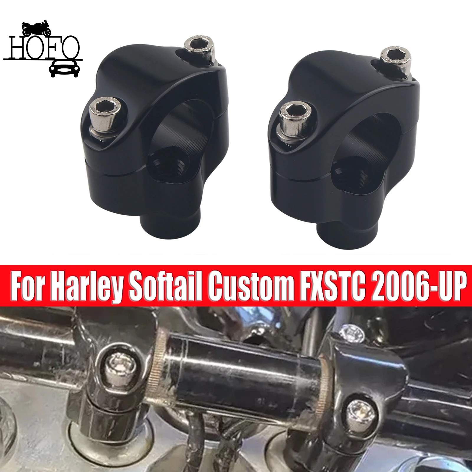 

Handlebar Risers For Harley Softail Custom FXSTC 2006-UP Use with 1-1/4" diameter handlebars