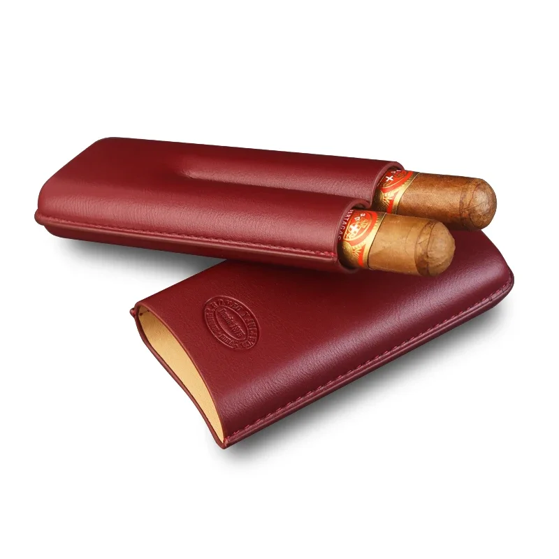 Genuine Leather Cigar Tube Cuba Cigar Box Romeo 2-Pack Portable Cigar Case Personalized Moisturizing Smoking Accessories