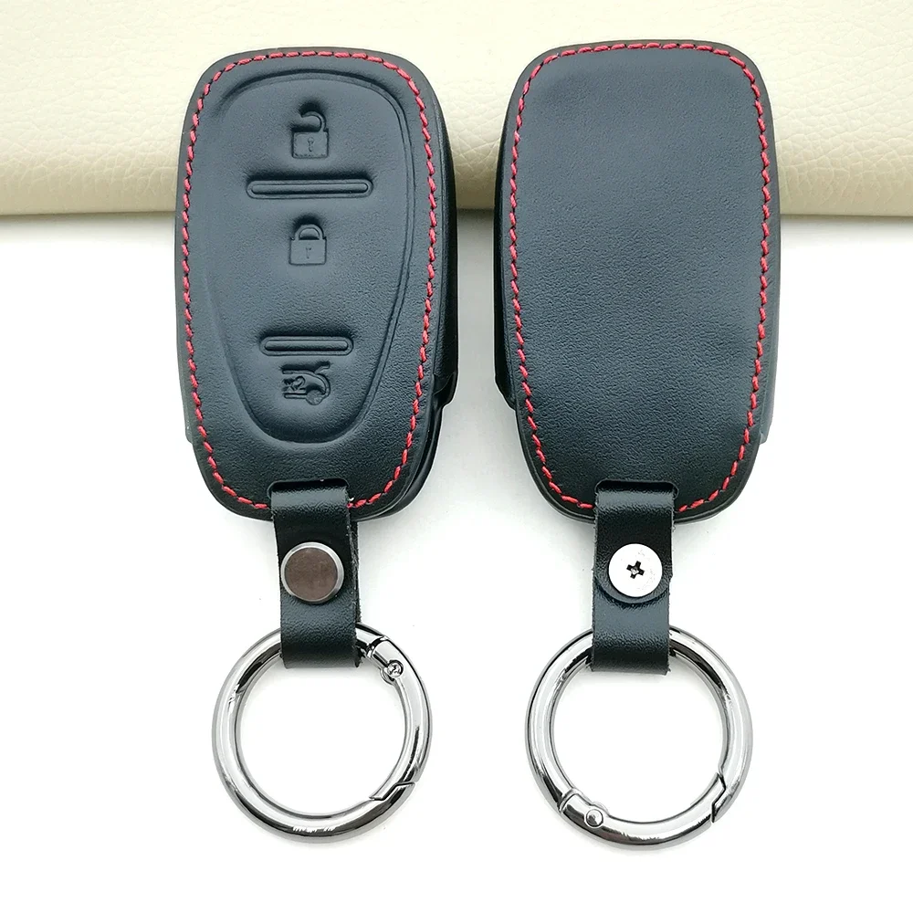 Funda de cuero para llave remota de coche, carcasa para Chevrolet Malibu Blazer Traverse Seeker Onix Equino Volt Bolt Trax Orlando 3 botones