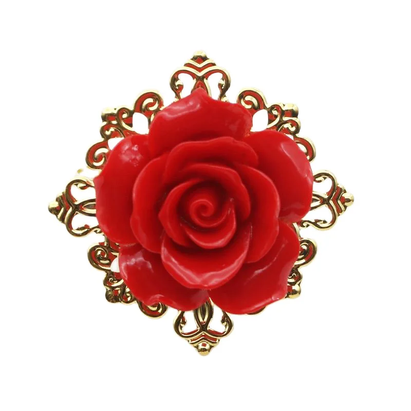 Metal Napkin Ring, Rose Embellishment Decoration, 4/6Pcs, Suitable For Wedding Dinner, Table Party DIY Handmade