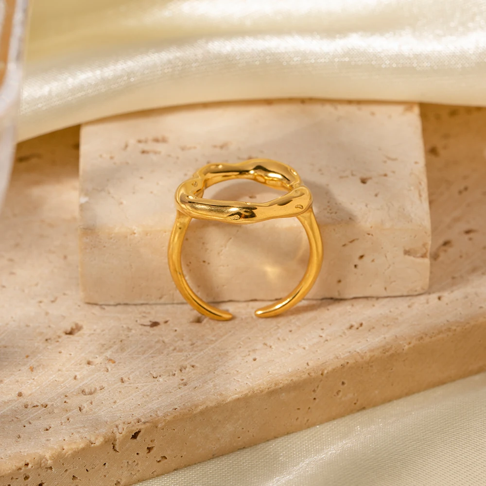 Yori Stainless Steel Hollow Lava Flower Open Ring For Women Fashion Daily Party Metal Comfortable Charm Daily Jewelry
